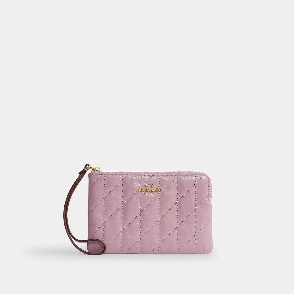 Coach Corner Zip Wristlet With Pink Quilting 💕 large